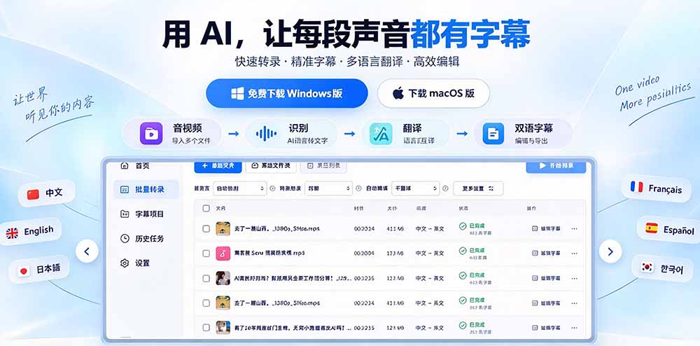 剪映会员不用再开了？视频字幕一键生成加翻译，本地离线运行，完全免费，超快速高精度，字幕大师