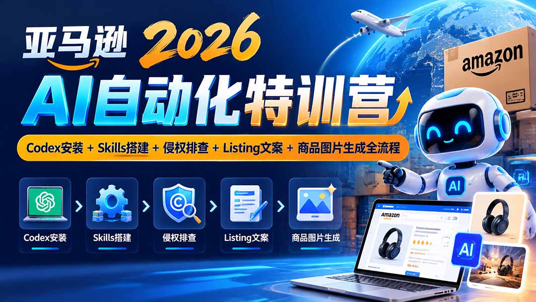 亚马逊2026AI自动化-10月特训营：Codex安装+Skills搭建+侵权排查+Listing文案+商品图片生成全流程 - 中创网