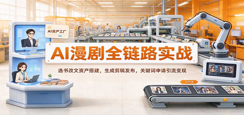 AI漫剧全链路实战：选书改文资产搭建，生成剪辑发布，关键词申请引流变现 - 福缘网