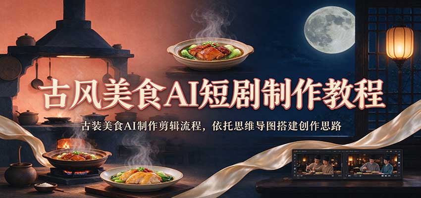 古风美食AI短剧制作教程：古装美食AI制作剪辑流程，依托思维导图搭建创作思路 - 福缘网