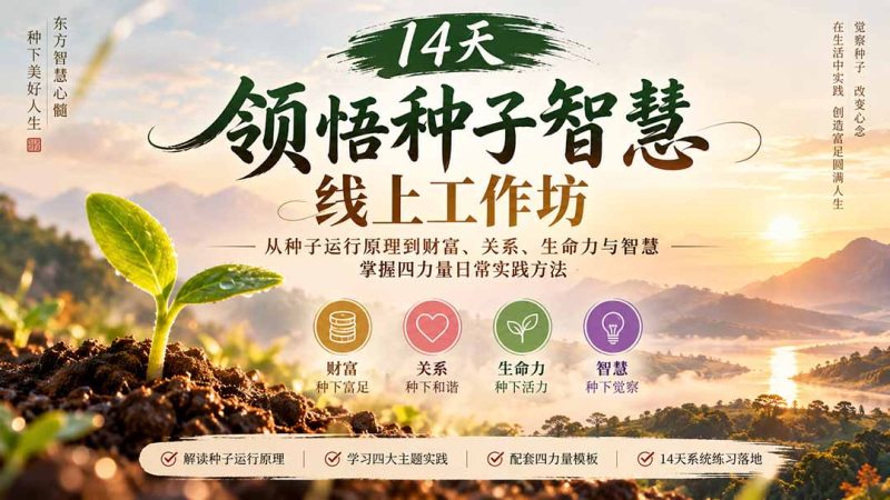 14天领悟种子智慧线上工作坊|从种子运行原理到财富、关系、生命力与智慧,掌握四力量日常实践方法-初遇资源网