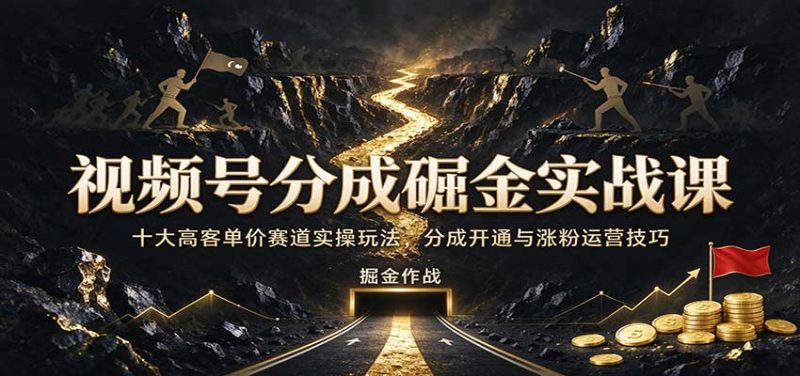 视频号分成掘金实战课:十大高客单价赛道实操玩法,分成开通与涨粉运营技巧-初遇资源网