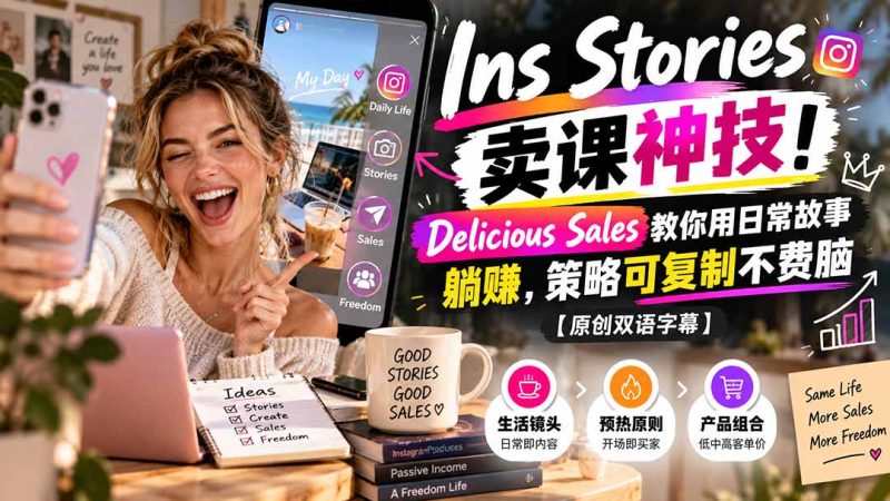 Ins Stories 卖课神技!Delicious Sales 教你用日常故事躺赚,策略可复制不费脑【原创双语字幕】-初遇资源网