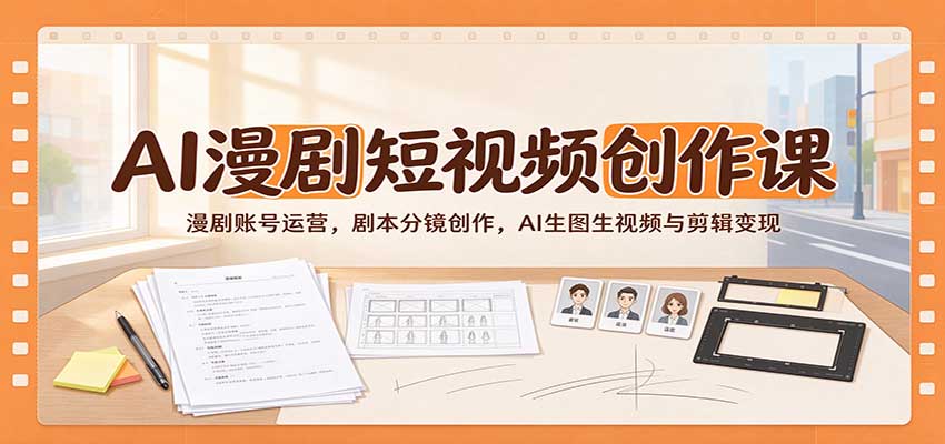 AI漫剧短视频创作课：漫剧账号运营，剧本分镜创作，AI生图生视频与剪辑变现 - 福缘网