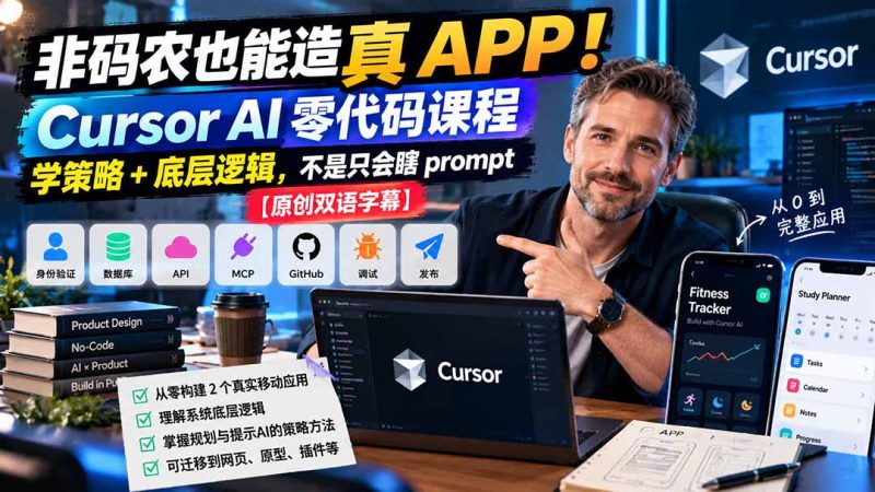 非码农也能造真 APP!Cursor AI 零代码课程:学策略 + 底层逻辑,不是只会瞎 prompt【原创双语字幕】-初遇资源网