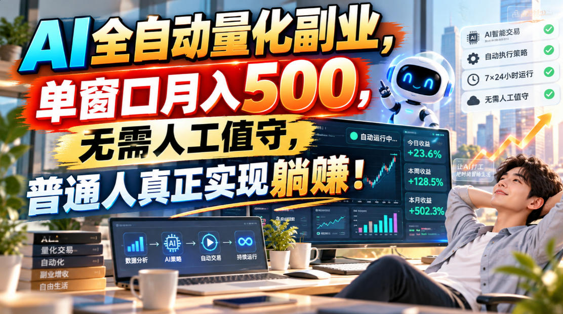AI全自动量化副业，单窗口月入500，无需人工值守，普通人真正实现躺賺！ - 中创网