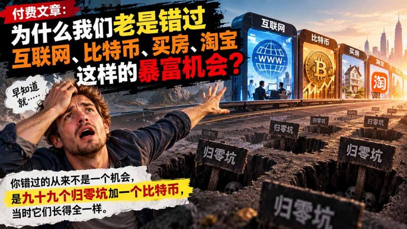 付费文章：为什么我们老是错过互联网、比特币、买 房、淘宝这样的暴富机会？-初遇资源网