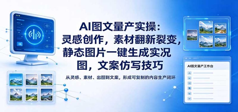AI图文量产实操:灵感创作,素材翻新裂变,静态图片一键生成实况图,文案仿写技巧-初遇资源网