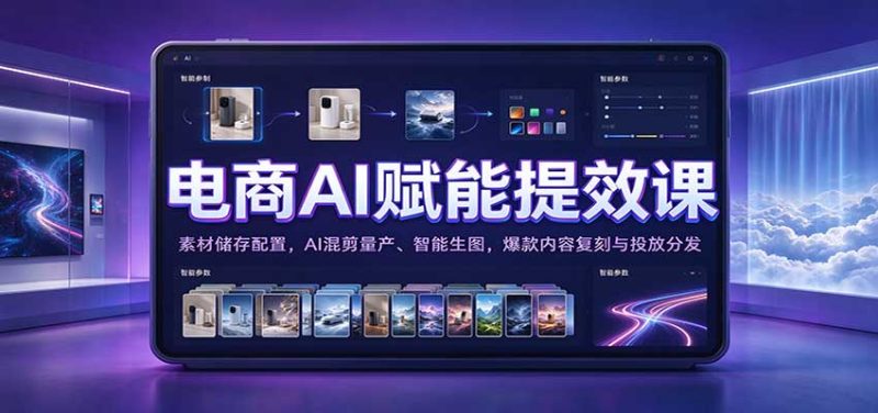 电商AI赋能提效课:素材储存配置,AI混剪量产、智能生图,爆款内容复刻与投放分发-初遇资源网