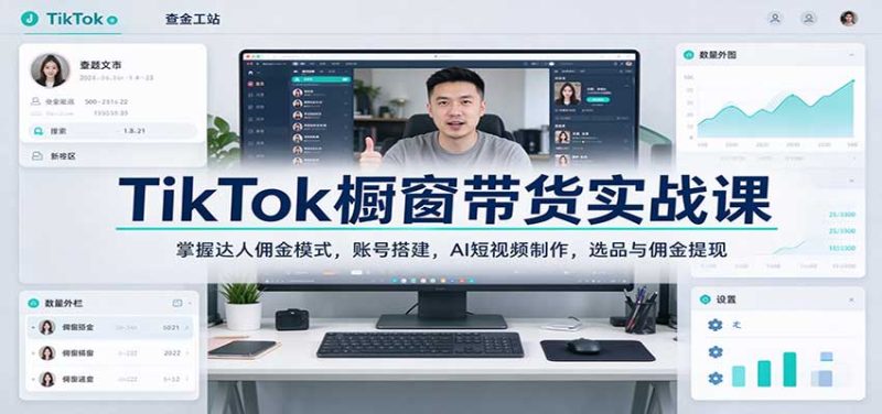 TikTok橱窗带货实战课:掌握达人佣金模式,账号搭建,AI短视频制作,选品与佣金提现-初遇资源网
