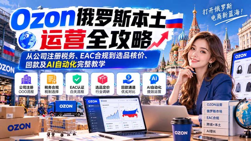Ozon俄罗斯本土运营全攻略:从公司注册税务、EAC合规到选品核价、回款及AI自动化完整教学-初遇资源网