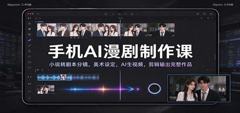 手机AI漫剧制作课:小说转剧本分镜,美术设定,AI生视频,剪辑输出完整作品-初遇资源网