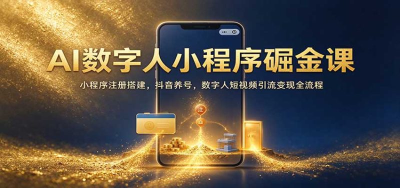 AI数字人小程序掘金课:小程序注册搭建,抖音养号,数字人短视频引流变现全流程-初遇资源网