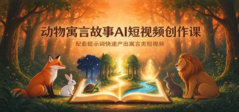动物寓言故事AI短视频创作课:配套提示词快速产出寓言类短视频-初遇资源网