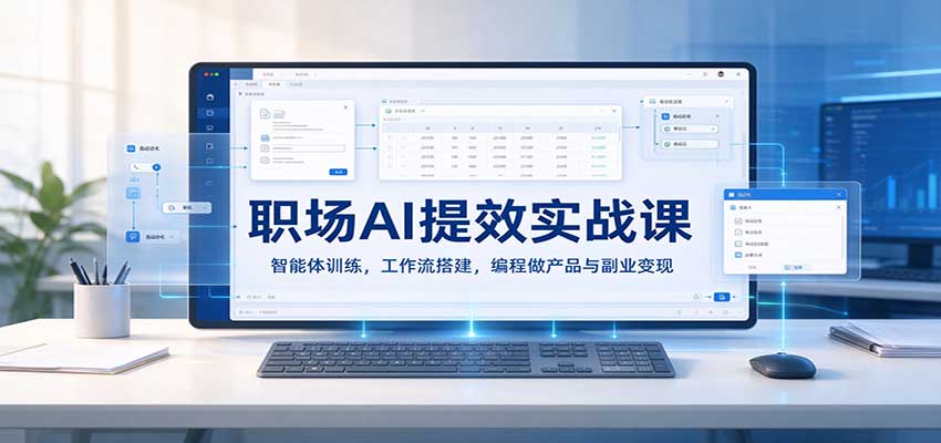 职场AI提效实战课：智能体训练，工作流搭建，编程做产品与副业变现 - 福缘网