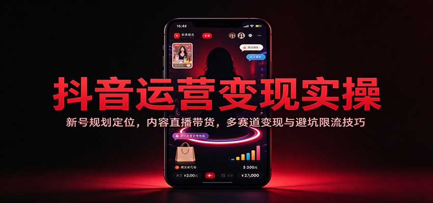抖音运营变现实操：新号规划定位，内容直播带货，多赛道变现与避坑限流技巧 - 福缘网