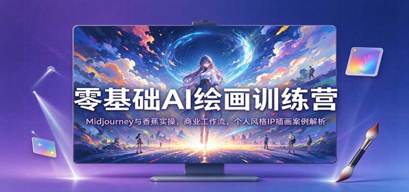 零基础AI绘画训练营:Midjourney与香蕉实操,商业工作流,个人风格IP插画案例解析-初遇资源网
