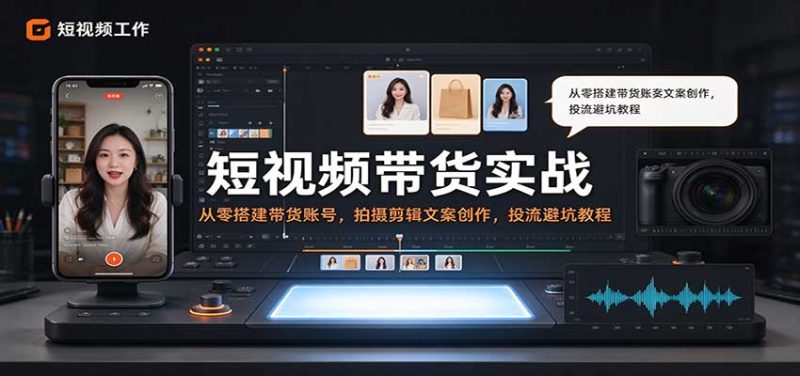 短视频带货实战：从零搭建带货账号，拍摄剪辑文案创作，投流避坑教程-初遇资源网