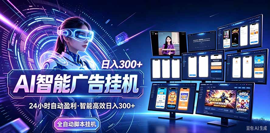 24小时AI广告挂机｜在家就能做的被动副业 - 中创网