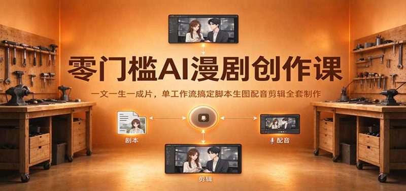零门槛AI漫剧创作课:一文一生一成片,单工作流搞定脚本生图配音剪辑全套制作-初遇资源网