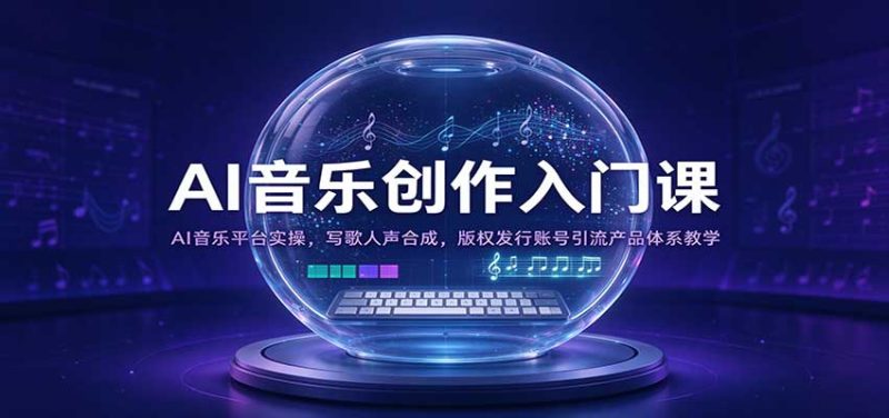 AI音乐创作入门课：AI音乐平台实操，写歌人声合成，版权发行账号引流产品体系教学-初遇资源网