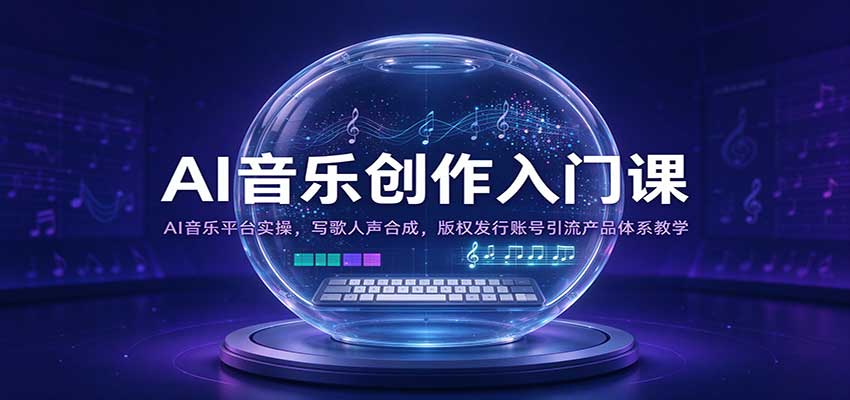 AI音乐创作入门课：AI音乐平台实操，写歌人声合成，版权发行账号引流产品体系教学 - 福缘网