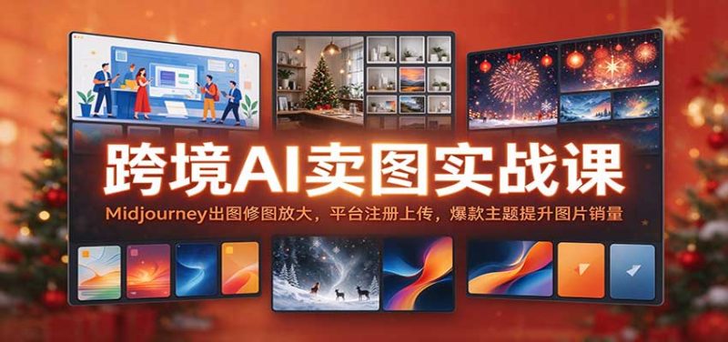 跨境AI卖图实战课:Midjourney出图修图放大,平台注册上传,爆款主题提升图片销量-初遇资源网
