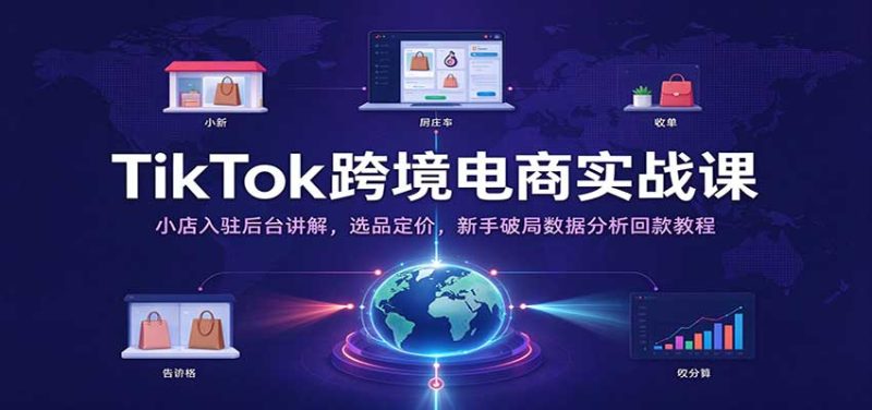 TikTok跨境电商实战课：小店入驻后台讲解，选品定价，新手破局数据分析回款教程-初遇资源网