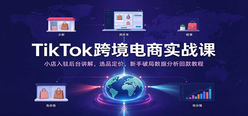 TikTok跨境电商实战课：小店入驻后台讲解，选品定价，新手破局数据分析回款教程 - 福缘网