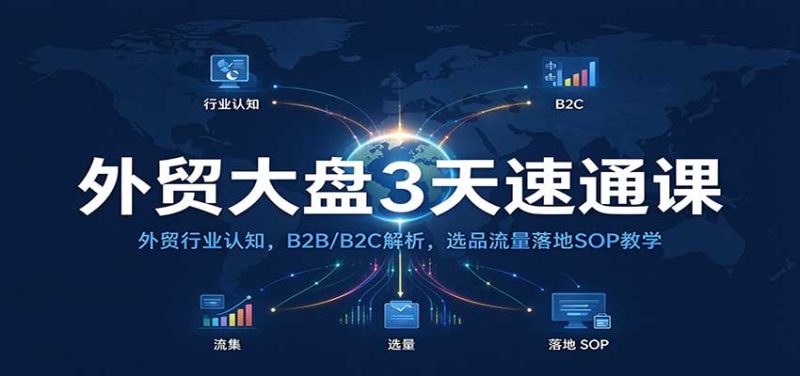 外贸大盘3天速通课:外贸行业认知,B2B/B2C解析,选品流量落地SOP教学-初遇资源网