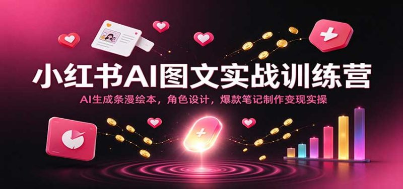 小红书AI图文实战训练营:AI生成条漫绘本,角色设计,爆款笔记制作变现实操-初遇资源网
