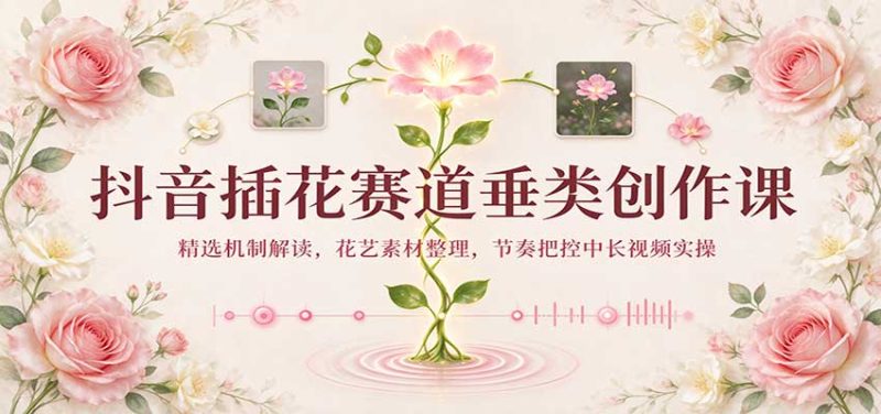 抖音插花赛道垂类创作课：精选机制解读，花艺素材整理，节奏把控中长视频实操-初遇资源网