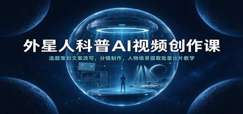 外星人科普AI视频创作课:选题策划文案改写,分镜制作,人物场景提取批量出片教学-初遇资源网