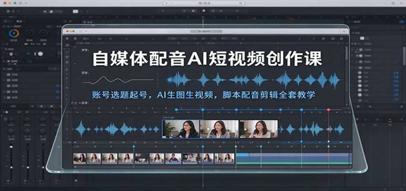 自媒体配音AI短视频创作课：账号选题起号，AI生图生视频，脚本配音剪辑全套教学-初遇资源网