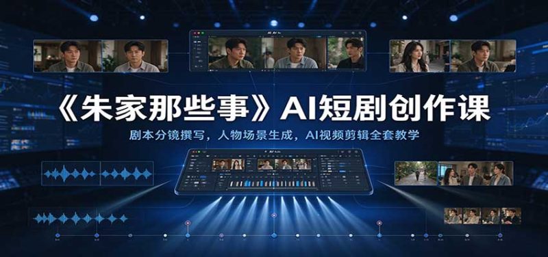 《朱家那些事》AI短剧创作课：剧本分镜撰写，人物场景生成，AI视频剪辑全套教学-初遇资源网