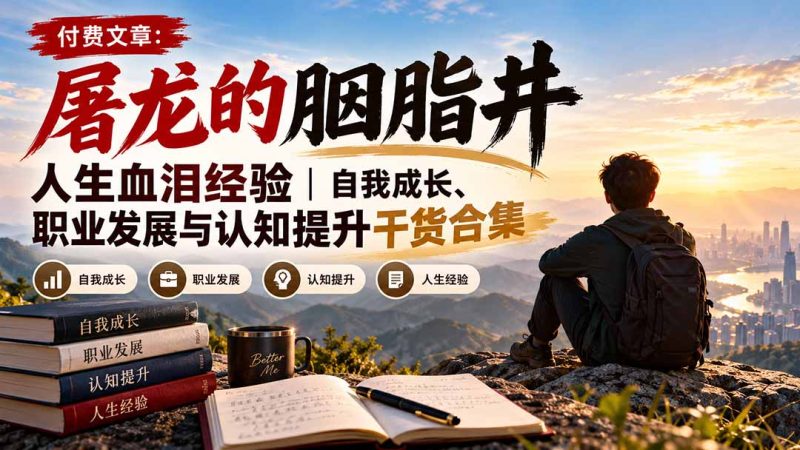 付费文章:屠龙的胭脂井人生血泪经验|自我成长、职业发展与认知提升干货合集-初遇资源网