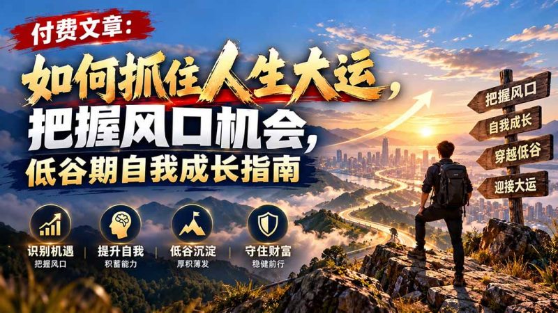 付费文章:如何抓住人生大运,把握风口机会,低谷期自我成长指南-初遇资源网
