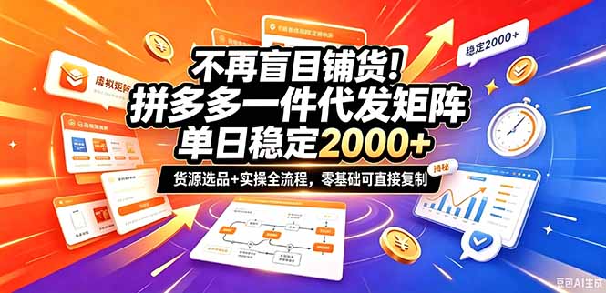 不再盲目铺货！拼多多一件代发矩阵落地攻略，提供优质货源店铺运营全流程，零基础可直接复制 - 中创网