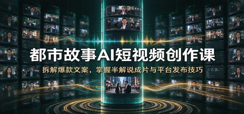 都市故事AI短视频创作课:拆解爆款文案,掌握半解说成片与平台发布技巧-初遇资源网