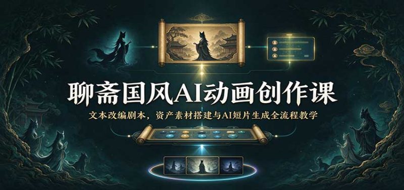 聊斋国风AI动画创作课:文本改编剧本,资产素材搭建与AI短片生成全流程教学-初遇资源网
