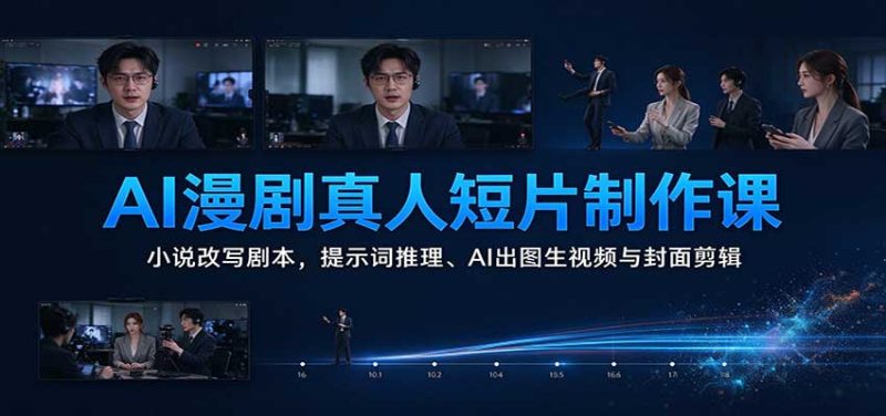 AI漫剧真人短片制作课:小说改写剧本,提示词推理、AI出图生视频与封面剪辑-初遇资源网