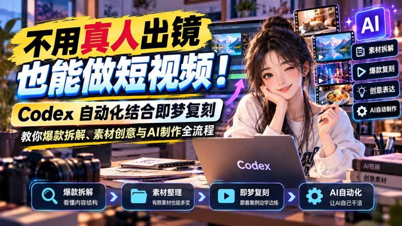 不用真人出镜也能做短视频!Codex自动化结合即梦复刻,教你爆款拆解、素材创意与AI制作全流程-初遇资源网