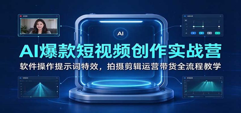 AI爆款短视频创作实战营：软件操作提示词特效，拍摄剪辑运营带货全流程教学-初遇资源网
