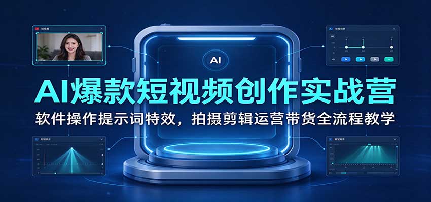 【福缘网创】AI爆款短视频创作实战营：软件操作提示词特效，拍摄剪辑运营带货全流程教学 - 初遇资源网
