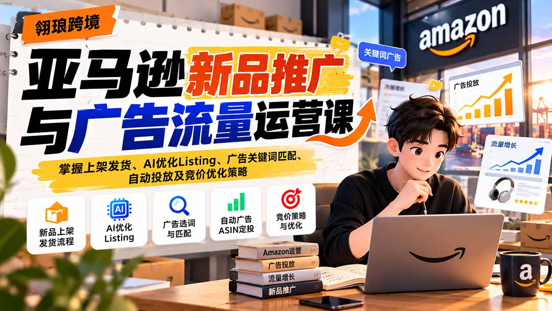 亚马逊新品推广与广告流量运营课：掌握上架发货、AI优化Listing、广告关键词匹配、自动投放及竞价优化策略 - 中创网