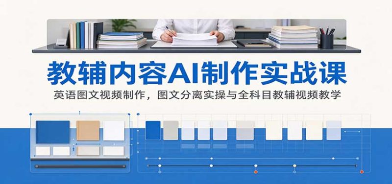 AI制作教辅内容实战课:英语图文视频制作,图文分离实操与全科目教辅视频教学-初遇资源网